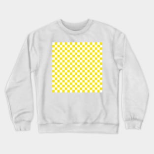 Wonky Checkerboard, White and Yellow Crewneck Sweatshirt